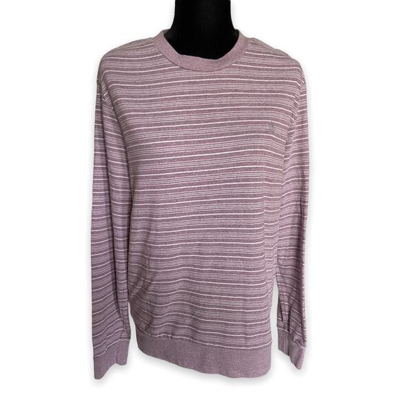 Penguin Womens Sweatshirt Size Large Heathered Wine White Striped - Picture 3 of 7